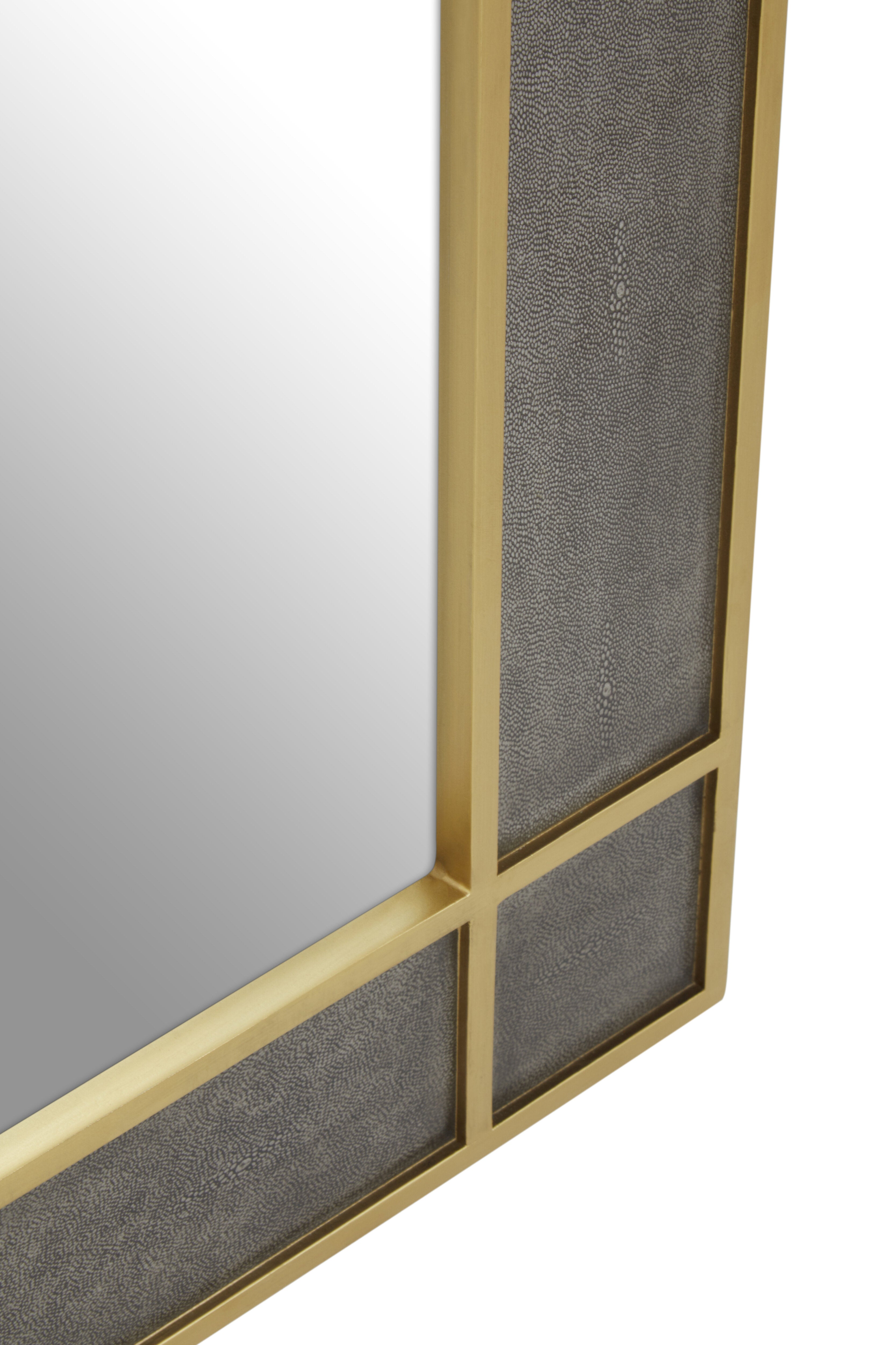 Torcino Grey Faux Shagreen Wall Mirror